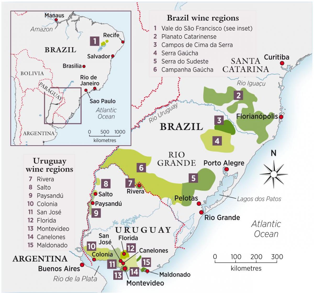 Karte Urugvaja vīna