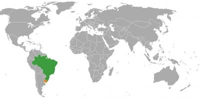 Urugvaja atrašanās vietu uz pasaules kartes